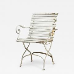 Outdoor French White Iron Folding Armchair - 4729331