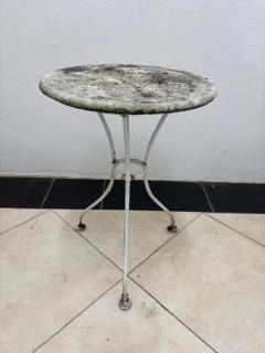 Outdoor French style marble top painted iron 3 legged caf table - 4670289