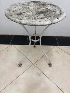 Outdoor French style marble top painted iron 3 legged caf table - 4670290