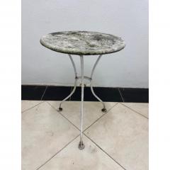 Outdoor French style marble top painted iron 3 legged caf table - 4734405