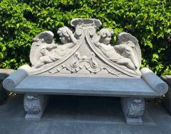 Outdoor Italian Finely Carved Large Lime Stone Bench Garden Furniture - 3659386