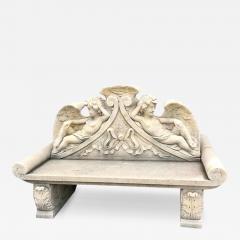 Outdoor Italian Finely Carved Large Lime Stone Bench Garden Furniture - 3661254