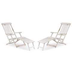 Outdoor White Folding Deck Chairs - 4734327