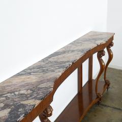 Outstanding Italian 1920s Console with Feline Sculpted Legs and Marble Top - 3070942