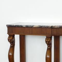 Outstanding Italian 1920s Console with Feline Sculpted Legs and Marble Top - 3070944