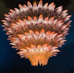 Outstanding Pink Murano Palmette Chandelier and 2 Flower Ceiling light - 2950076