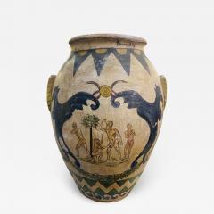 Outstanding large hand painted terracotta urn - 3383989
