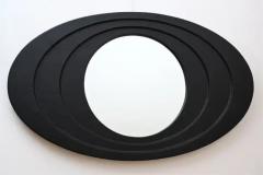 Oval Black Leather Framed Mirror - 3318051