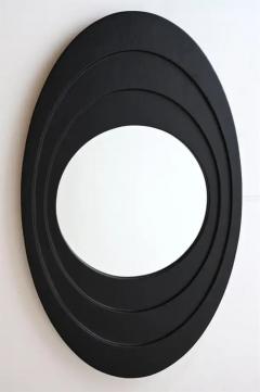 Oval Black Leather Framed Mirror - 3318066