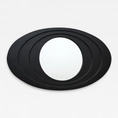 Oval Black Leather Framed Mirror - 3323081