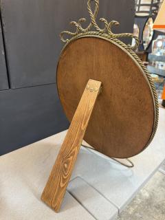 Oval Brass Vanity Mirror with Decorative Frame - 4327861