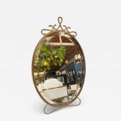 Oval Brass Vanity Mirror with Decorative Frame - 4327870