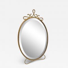 Oval Brass Vanity Mirror with Decorative Frame - 4327885