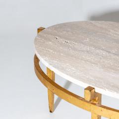 Oval Coffee Tables with Travertine Tops Italy 1970s - 3740101