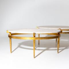Oval Coffee Tables with Travertine Tops Italy 1970s - 3740103