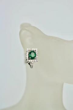 Oval Emerald Diamond and 18 Karat White Gold Earrings 5 83 Total Carat Weight - 3449132