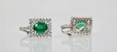 Oval Emerald Diamond and 18 Karat White Gold Earrings 5 83 Total Carat Weight - 3449133