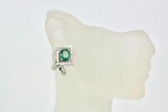 Oval Emerald Diamond and 18 Karat White Gold Earrings 5 83 Total Carat Weight - 3449135
