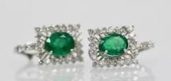 Oval Emerald Diamond and 18 Karat White Gold Earrings 5 83 Total Carat Weight - 3449138