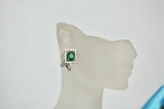 Oval Emerald Diamond and 18 Karat White Gold Earrings 5 83 Total Carat Weight - 3449145