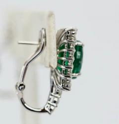 Oval Emerald Diamond and 18 Karat White Gold Earrings 5 83 Total Carat Weight - 3449214