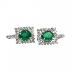 Oval Emerald Diamond and 18 Karat White Gold Earrings 5 83 Total Carat Weight - 3505468