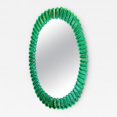 Oval Green Murano Glass Mirror in Stock - 2559380