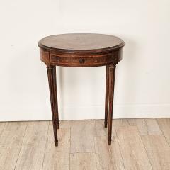 Oval Inlaid Belle poque French One Drawer Side Table - 3290223