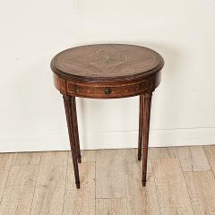 Oval Inlaid Belle poque French One Drawer Side Table - 3290224