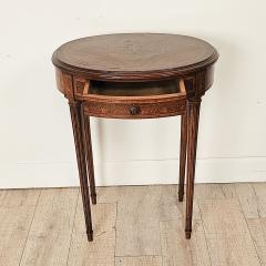 Oval Inlaid Belle poque French One Drawer Side Table - 3290225