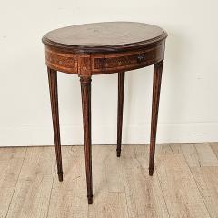 Oval Inlaid Belle poque French One Drawer Side Table - 3290226