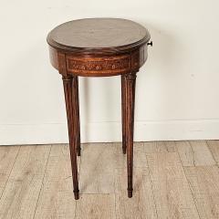 Oval Inlaid Belle poque French One Drawer Side Table - 3290227