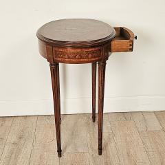 Oval Inlaid Belle poque French One Drawer Side Table - 3290228