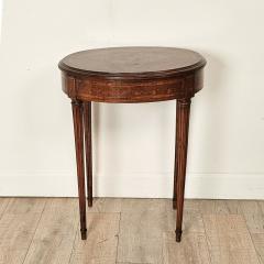 Oval Inlaid Belle poque French One Drawer Side Table - 3290229