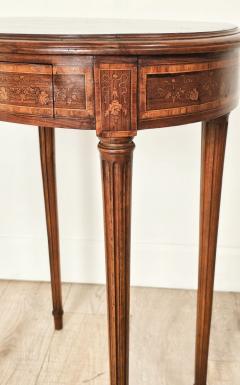 Oval Inlaid Belle poque French One Drawer Side Table - 3290231