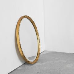 Oval Mirror in Gold Painted Wood 1960s - 4608978