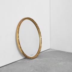 Oval Mirror in Gold Painted Wood 1960s - 4608987