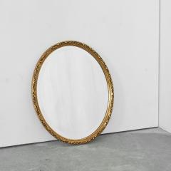 Oval Mirror in Gold Painted Wood 1960s - 4609021
