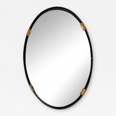 Oval Mirror with Iron Floating Style Frame Italy 1970s - 1215282