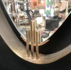 Oval Mirror with Iron Floating and Brass Style Frame Italy 1970s - 1604634