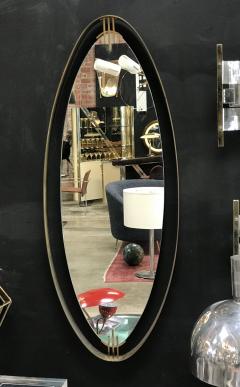 Oval Mirror with Iron Floating and Brass Style Frame Italy 1970s - 1604641