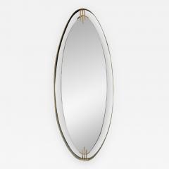 Oval Mirror with Iron Floating and Brass Style Frame Italy 1970s - 1605357