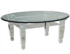 Oval Modern Acrylic and Glass Cocktail Table - 1997844