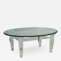 Oval Modern Acrylic and Glass Cocktail Table - 2002241