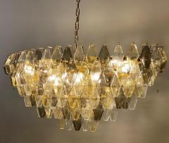 Oval Shape Amber and Grey Poliedri Murano Glass Chandelier or Ceiling Light - 4063966