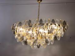 Oval Shape Amber and Grey Poliedri Murano Glass Chandelier or Ceiling Light - 4063967