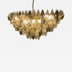 Oval Shape Amber and Grey Poliedri Murano Glass Chandelier or Ceiling Light - 4064359