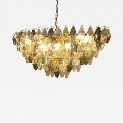Oval Shape Amber and Grey Poliedri Murano Glass Chandelier or Ceiling Light - 4519422