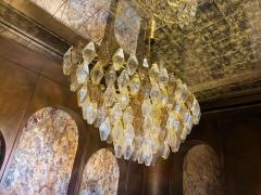 Oval Shape Amber and Grey Poliedri Murano Glass Chandelier or Ceiling Light - 4660168
