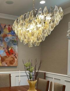 Oval Shape Amber and Grey Poliedri Murano Glass Chandelier or Ceiling Light - 4660171
